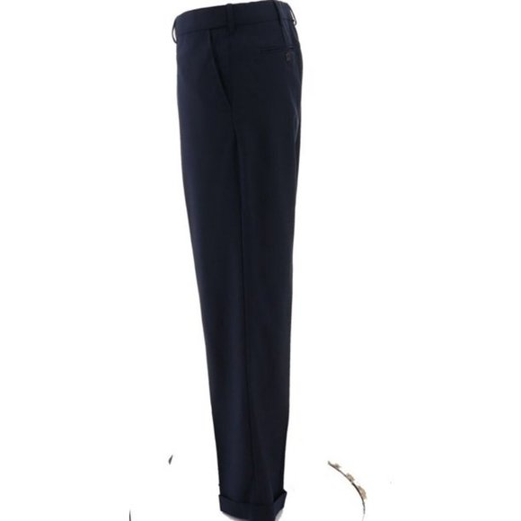 NWT LANDS' END MEN'S YEAR ROUNDER PLAIN FRONT CW WOOL PANTS TRUE NAVY 38, 42 - Picture 3 of 10